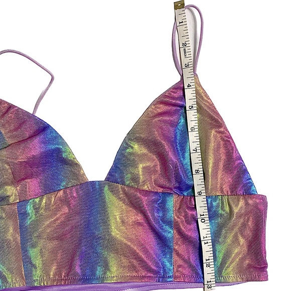 FOREVER 21 Metallic Rainbow Iridescent Crop Top Bralette - Picture 13 of 14